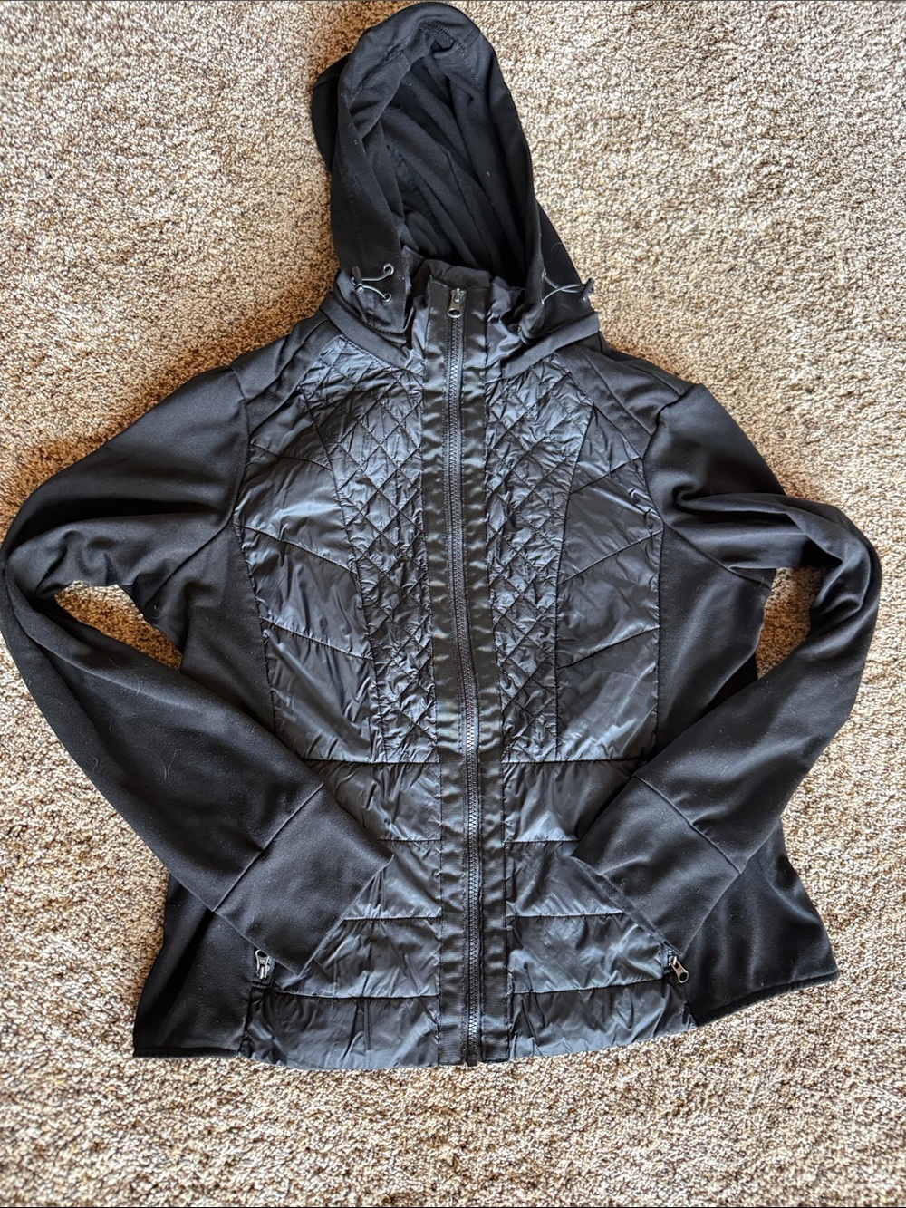 Zella Black Quilted Hooded Puffer Jacket